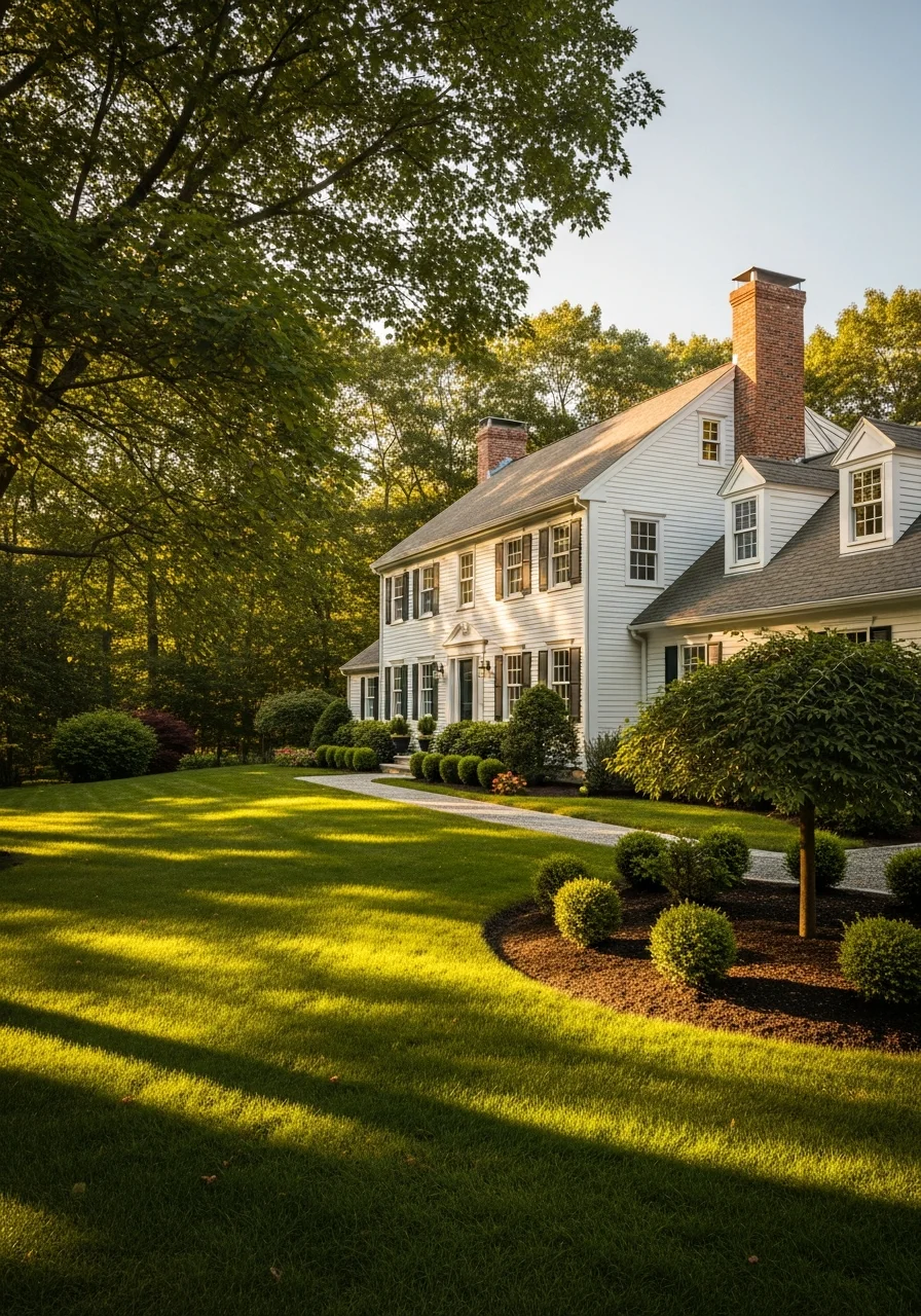 Service professional working on a Medfield home with attention to the property's natural setting and details.